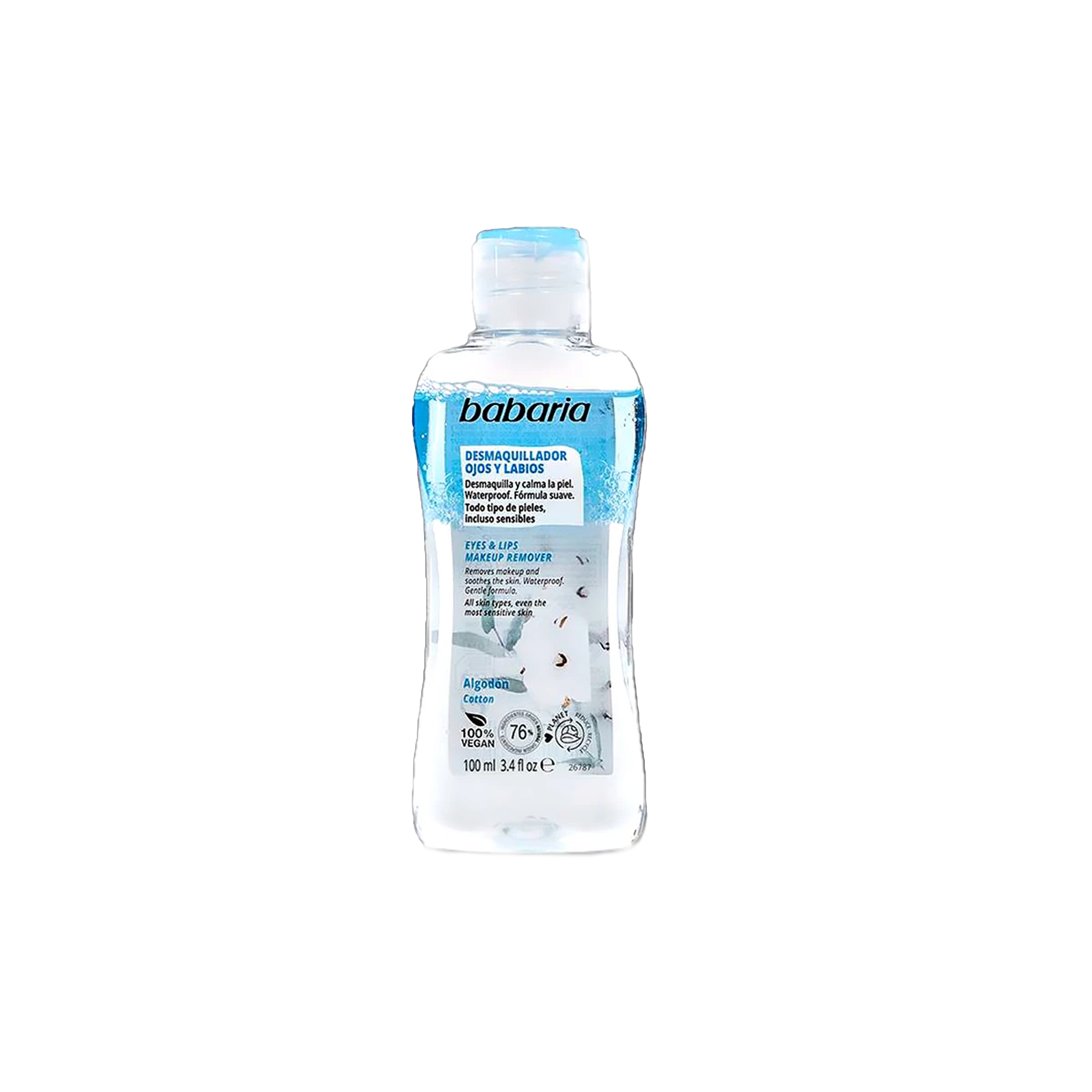 190 محلول پاککننده آرایش چشم و لب باباریا مدل Algodon cotton مناسب برای انواع پوست حجم 100 میلیلیتر - تصویر 1