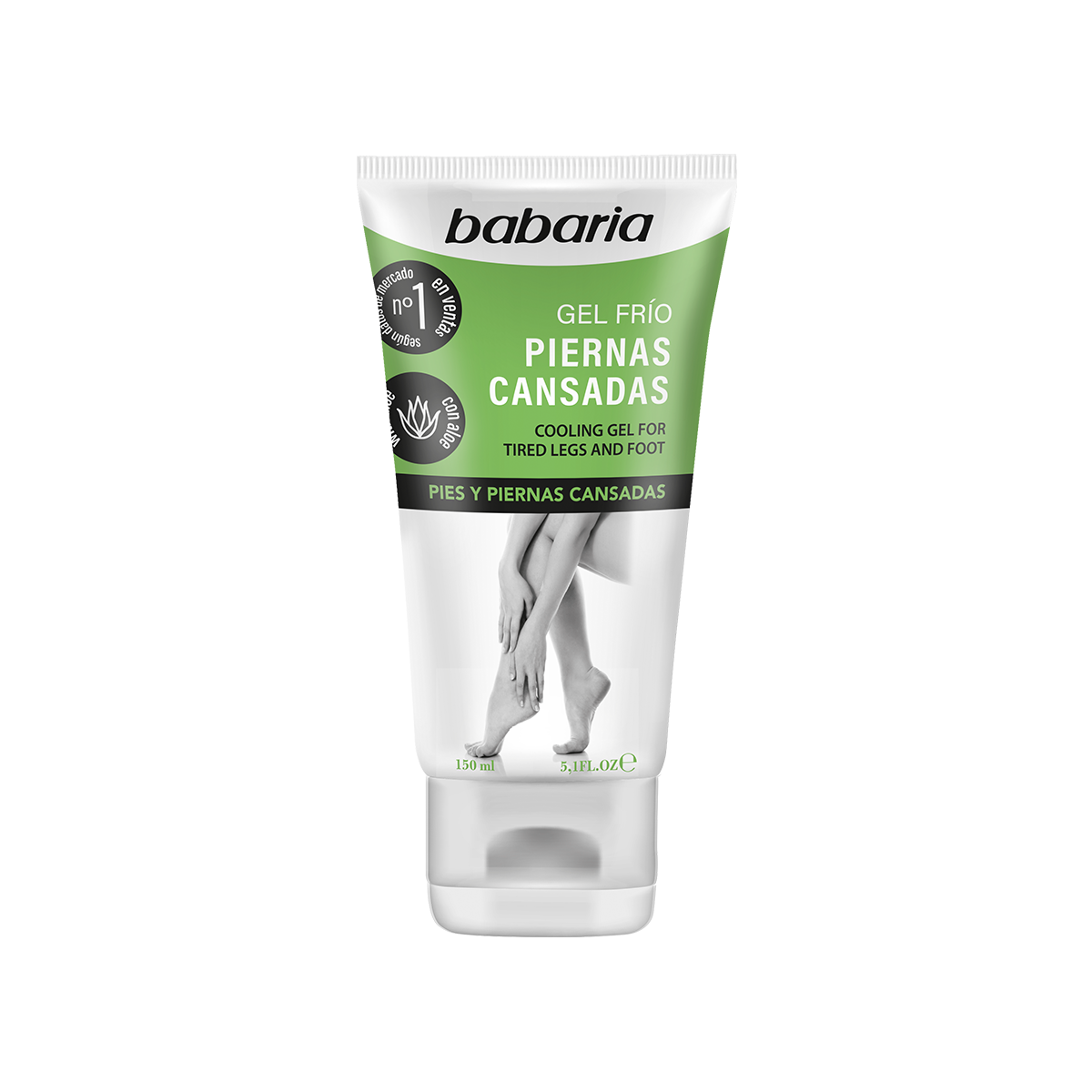 gel-frio-piernas-cansadas-babaria ژل خنک کننده و رفع خستگی پا باباریا babaria حاوی عصاره آلوورا حجم 150 میل - تصویر 1