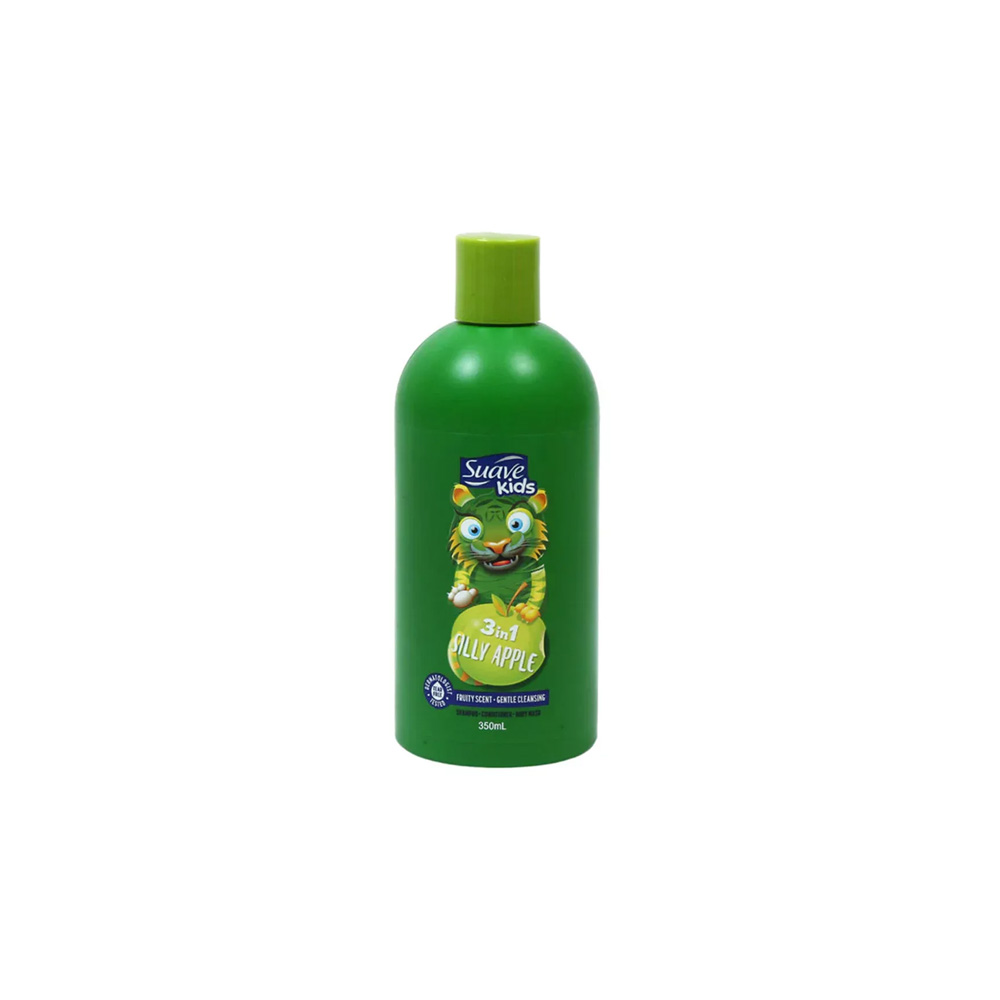 2 شامپو نرمکننده و شامپو بدن کودک سیب سواو کیدز ۳۵۰ میل Suave Kids 3 in 1 Silly Apple 350ml - تصویر 1